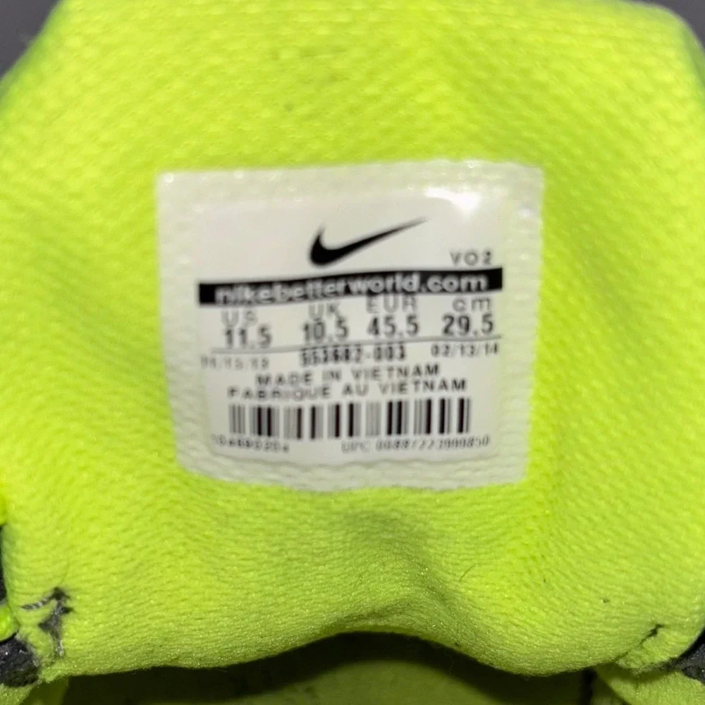 Nike Lunarlon Flywire‎ Running Shoes Gray Green Athletic Mens Size 11.5